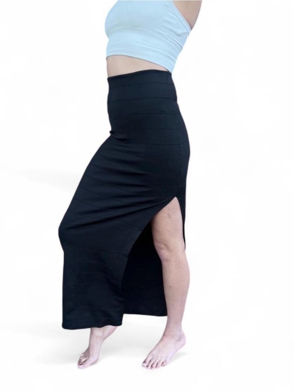 Black urban outfitters high rise maxi bodycon pencil skirt